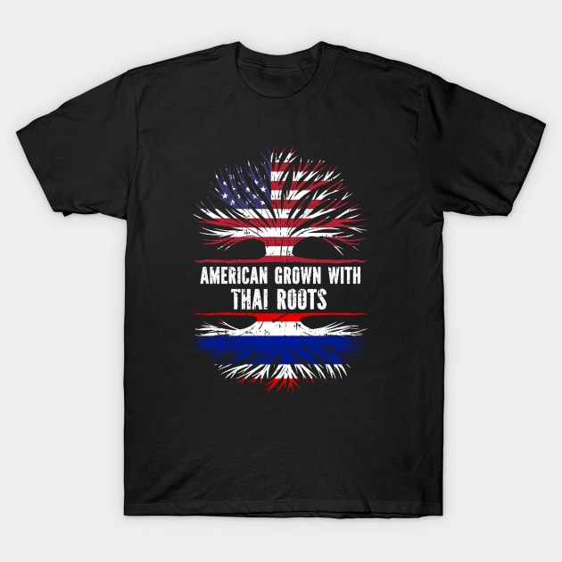 American Grown with Thai Roots USA Flag T-Shirt by silvercoin